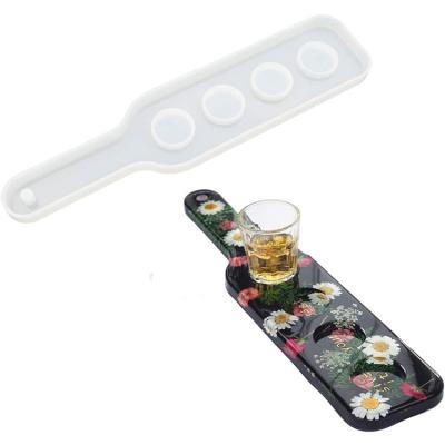 China Europe Wine Tray Resin Glass Molds with 4 Holes Wine Glass Holder Silicone Mold for DIY Art Craft Party Bar Home Decoration for sale