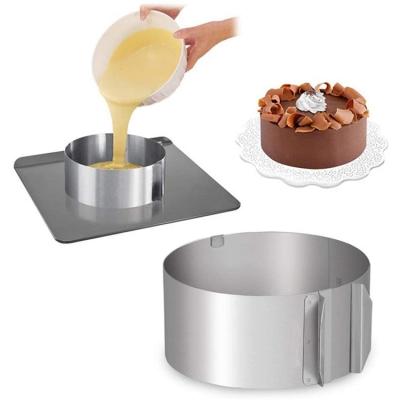 China Wholesale Viable Adjustable Stainless Steel Cake Mousse Ring Telescopic Cake Mold For Baking Tool for sale