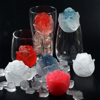 China Viable High Quality Novelty 3D Ice Cube Rose Flower Shaped Silicone Ice Manufacturers for sale