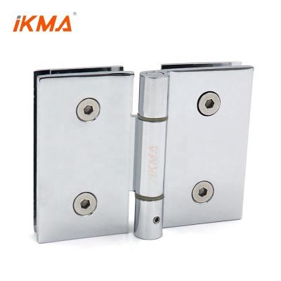 China IKMA Modern 180 Degree Brass Glass To Flange Glass Black Shower Swing Open Door Hinge for sale