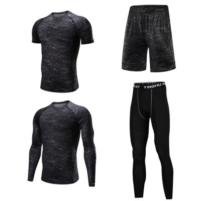 China Breathable Factory Directly For Sale 4pcs/PK 4 Way Stretch Gym Wear Men Running Fitness Clothing for sale