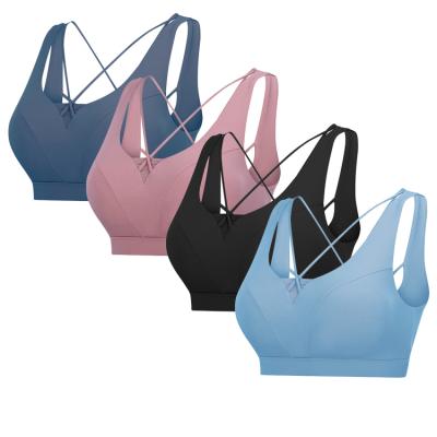 China Top OEM Custom Logo Padded Bra Gym Yoga Sports Breathable Ladies Fitness Wholesale Sports Bra For Women for sale