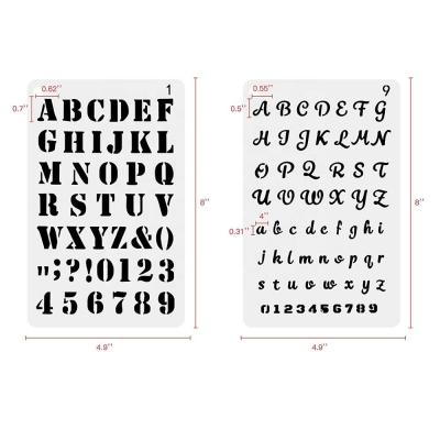 China High Quality 12pcs Gift / Child Study Set Mylar TO PET Material White Color DIY Letter Alphabet Stencil for sale