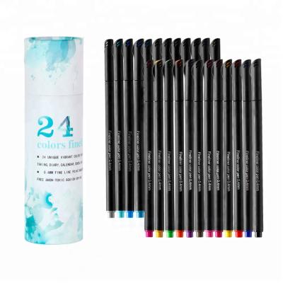 China Children Paint Color Pen School Supplies High Quality Water Based And 12/24 Color Fineliner Pens Gift Package 0.4mm Thickness for sale