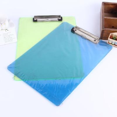 China Stationery Office A4 School Clear Plastic Blue Plastic Clipboard/School Desk with Metal Clip Mini Menu Folder Board for sale