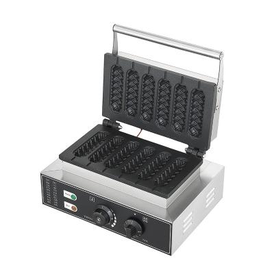 China 1500W Stainless Steel Adjustable Thermostat Six Grid Professional Electric Hot Dog Waffle Maker Crispy Machines for sale