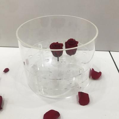 China Eco-friendly Customized clear acrylic rose flower box round acrylic flower box for gift box for sale