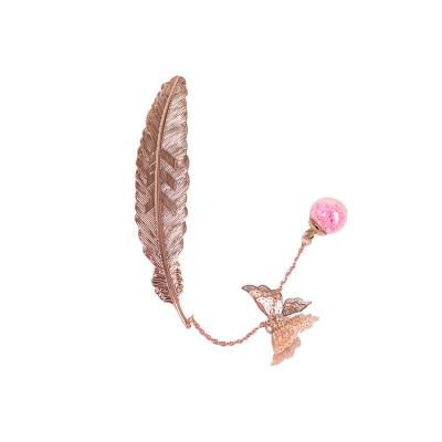 China China Factory Wholesale Standard Vintage Butterfly Bookmark Feather Colorful Butterfly Bookmark Metal for sale