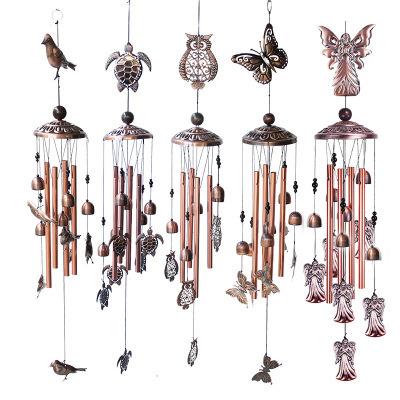 China New Europe Wrought Iron Wind Rings Butterfly Turtle Bird Metal Wind Bells Aluminum Tube Vintage Garden Decoration Outdoor Retro for sale