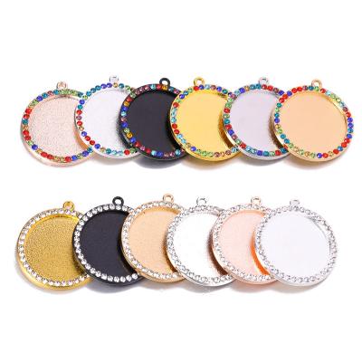 China DIY Jewelry Accessory 20 25 30mm Tray Color Blank Cabochon Pendant Tray Pendant Diamond Photo Frame Pendant for Jewelry Making for sale