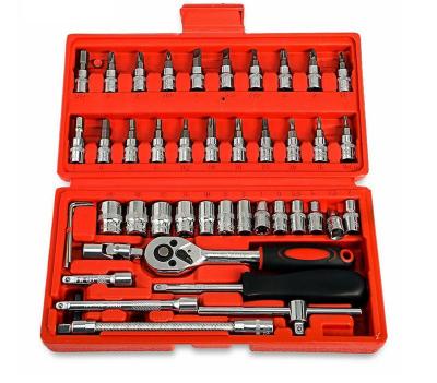 China 46PCS 1/4 DR Auto Repair Wrench Tool Kit Socket Set with Ratchet Handle Tool Kiit for sale