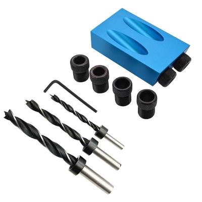 China Tool Kit Pocket Hole Jig Kit System 6/8/10mm Drill Guide Drill Bit Set Angle Drilling Hole Punch Marker for sale