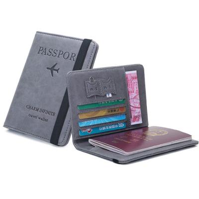 China New Vintage Men Women RFID Business Passport Covers Holder ID Bank Card PU Wallet Case Multifunctional Leather Travel Accessories for sale