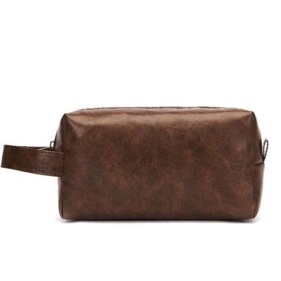 China New Vintage High Quality Men's Travel Toiletry Bag Leather Toiletry Bag Men Shaving Bag For Travel Accessories for sale