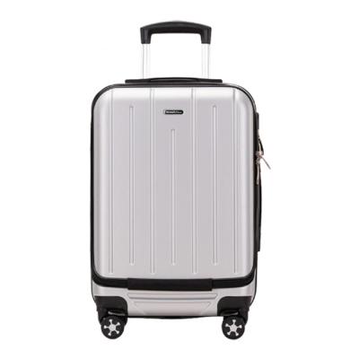 China Durable Plastic Business / Travel Suitcase Computer Roll PC White Luggage Trolley For Airport 20 Inch for sale