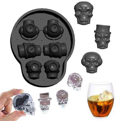 China Various Food Grade Sustainable Color Skull Shape Sphere Ice Maker Silicone Ice Mold for sale