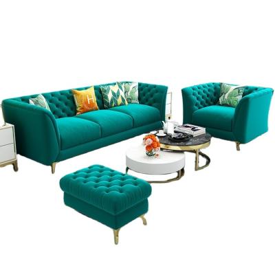 China YASITE 1+2+3 Fabric Ornate Sectional Velvet Chesterfield Sofa Set Living Room Furniture for sale