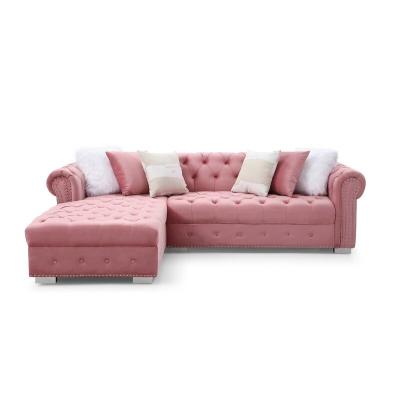 China Modern L Shaped Fabric Chesterfield Sofa With Mid Century Velvet Furniture Chair YASITE for sale