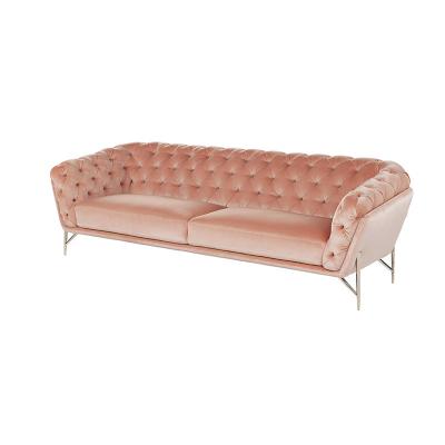 China Chesterfield YASITE Luxury Fabric Pink Velvet Chesterfield Sofa Set 3 Seater for sale