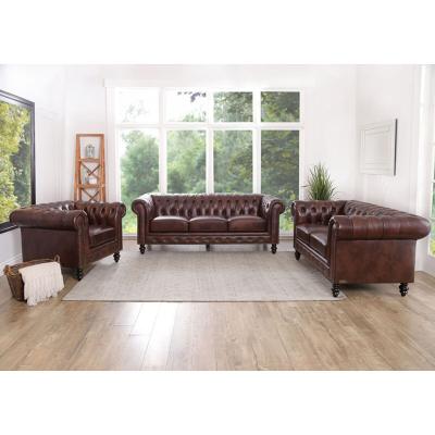 China YASITE Tufted Sofa Set Furniture Antique 3 2 1 Chesterfield Genuine Leather Sofa Set for sale