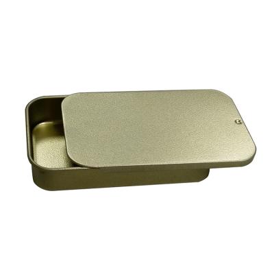 China Gold Tin Box Slide Lid Small Tin Metal Tin Case For Candy Storage Mint for sale