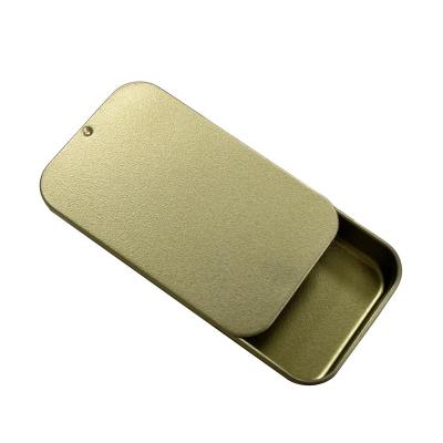 China High Quality Golden Rectangular Small Tin Box Slide Lid Metal Tin Gift Case for sale