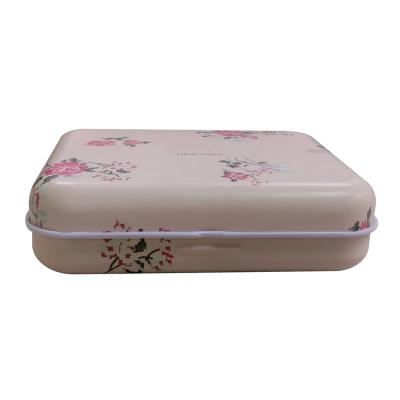 China Cosmetic Flip Cover Tin Box Storage Custom Printed Small Square Hinged Metal Tin Gift Case for sale