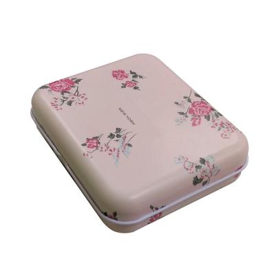 China Flip Cover Tin Box Original Design Printed Small Square Hinge Metal Tin Case For Chocolate Mint Storage Box for sale