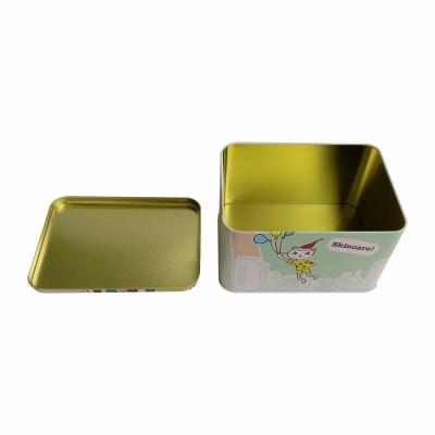 China Heaven And Earth Rectangular Cover Tin Box Metal Tin Cookie Custom Printed Gift Box Large For Face Mask Package for sale