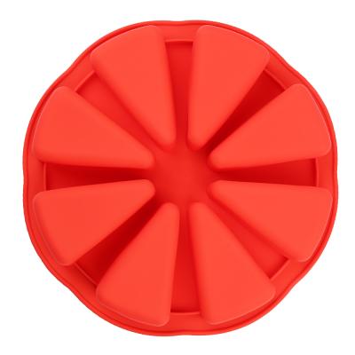 China Viable 8 Triangle Round Cavity Silicone Cake Molds Mini Pie Pan For Cake Bread Pizza Scone Mold Pan for sale