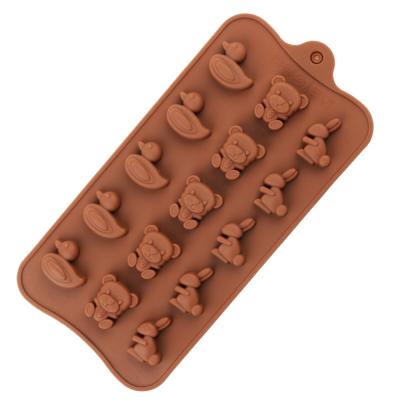 China Viable Chocolate Molds from Lucky Bear Candy Mold Ice Tray Baking Cake Decorations Silicone for sale