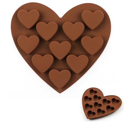 China Viable 10 Holes Heart Shape Candy Mold Baking Cake Decorations Silicone Chocolate Molds for sale