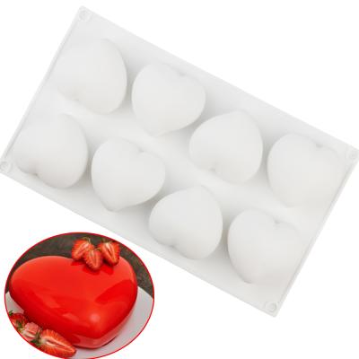 China 8 Cavity Love Silicone Cake Mold Silicone 3D Heart Shape Fondant Cake Mousse Baking Mold for sale