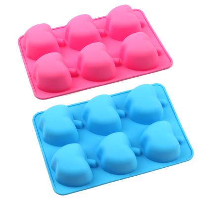 China 6-Cavity Viable Christmas Eve Apple Shaped Silicone Mold for Soap Cupcake Cake Pudding for sale