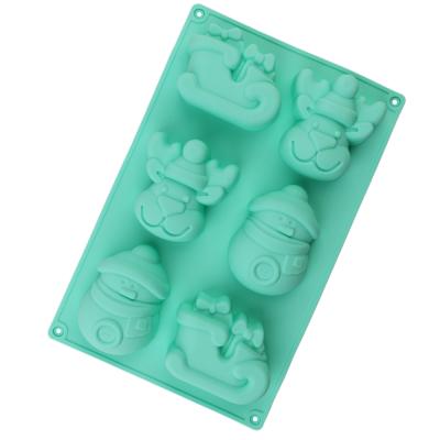 China Viable Handmade DIY Soap Mold Snowman Elk Christmas Series Silicone Cake Mold for sale