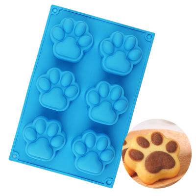 China Viable BIG Dog Footprint Feet Mold DIY Cat Paw Silicone Bakeware Cake Molds Soap Mold for sale