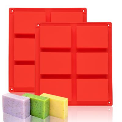 China Viable Homemade Simple 6-Cavity Cake Mold 3D Soap Mold Rectangle Bar Soap Molds for sale