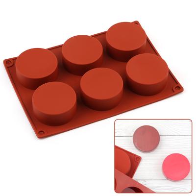 China Viable Silicone Mold For Chocolate Dessert Cylindrical Mold 6 Hole Soap Mold Cake Cup for sale