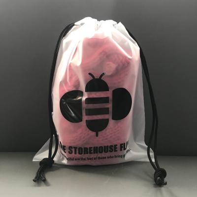 China Matte Plastic Disposable With Logo PVC Drawstring Bag Frosted Custom Printing EVA Clothing Packaging Bag for sale