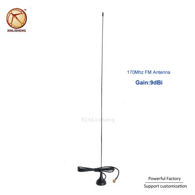 China Indoor& Antenna Manufacturer Dia 30mm omni 9dbi FM Outdoor Magnetic Radio 170Mhz Whip Antenna for sale