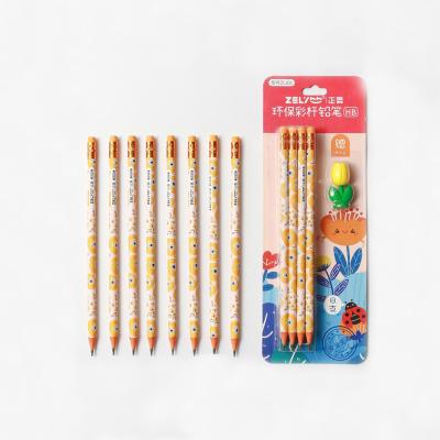 China WRIITING Hot-selling set of 8 pcs, with yellow and green bottoms, HB custom wooden pencils for school and office for sale