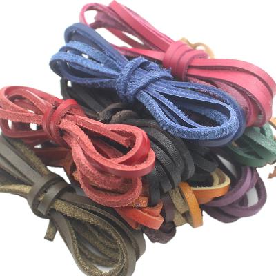 China Fashionable 100% Cowhide Men's Genuine Leather Flat Leather Laces Leather Flat Shoe Laces 1mm - 40mm for sale