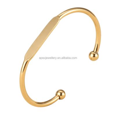 China New Fashion TRENDY Simple Flat Stainless Steel Woman Custom Make Logo Open Bangle for sale