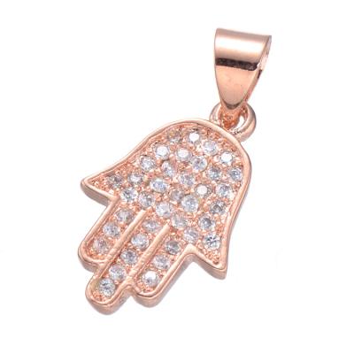 China Crystal Necklace Bracelet DIY CZ Zircon Paved Charm Crystal Rhinestone Palm Hand of Gods Hamsa Pendant for sale