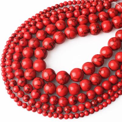 China 2020 NEW Red Natural Stone Turquoise Stone Loose Beads Strand For Jewelry Making for sale