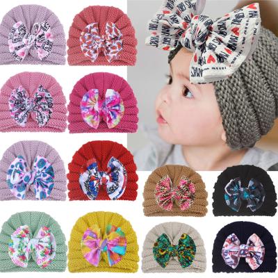 China European and American turban wool hat baby hat Bowknot hat new style autumn and winter knitted children's hat for sale