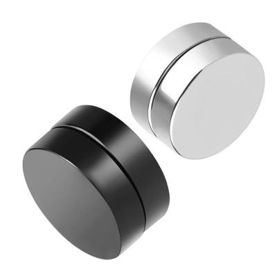 China Men's Titanium Steel Magnet Stud Earrings Trendy All Occasion Men's New 2021 Simple Round Non-pierced Magnet Earrings for sale