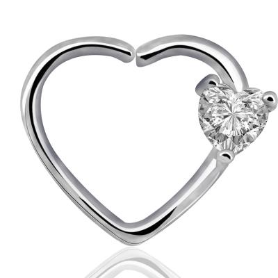 China Piercing Screw L Nose Ring Pierced Girl Nostril Nose Jewelry Piercing Soft and Comfortable Heart Shaped Surgical Steel for sale