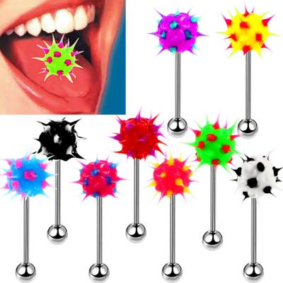 China No Piercing Tongue Piercing Barbeel Allergy Tongue Barbell Bar Cartilage Ear Stud Surgical Steel Bar Earring for sale