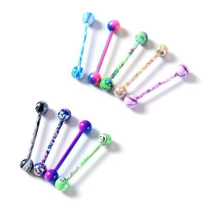 China Ring Pierced Girl Plug Tongue Tunnel Jewelry Soft And Comfortable Surgical Steel Colorful Perforation for sale